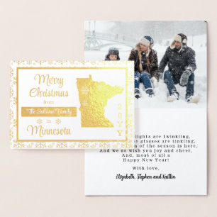 Carte Dorée Joyeux Noël de l'état du Minnesota   Photo