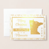 Carte Dorée Joyeux Noël de l'état du Minnesota | Photo (Devant avec enveloppe)