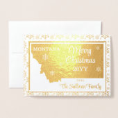Carte Dorée Joyeux Noël de l'état du Montana | Photo (Devant avec enveloppe)
