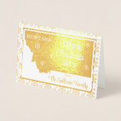 Carte Dorée Joyeux Noël de l'état du Montana | Photo (Devant)