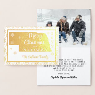 Carte Dorée Joyeux Noël de l'État du Nebraska Photo