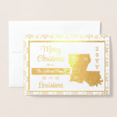 Carte Dorée Joyeux Noël de Louisiana State Photo (Devant avec enveloppe)