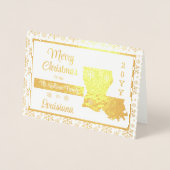 Carte Dorée Joyeux Noël de Louisiana State Photo (Devant)