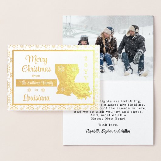 Carte Dorée Joyeux Noël de Louisiana State Photo (Affichage)