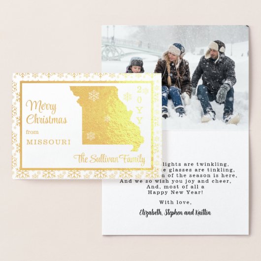 Carte Dorée Joyeux Noël de Missouri State | Photo (Affichage)