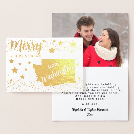 Carte Dorée Joyeux Noël de Washington State Photo (Affichage)