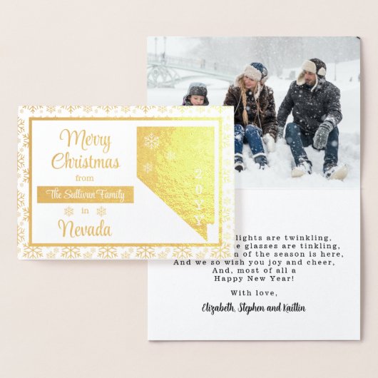 Carte Dorée Joyeux Noël depuis Nevada State Photo (Affichage)