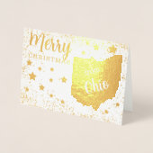 Carte Dorée Joyeux Noël depuis Ohio State Photo (Devant)