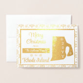 Carte Dorée Joyeux Noël depuis Rhode Island State Photo (Devant avec enveloppe)
