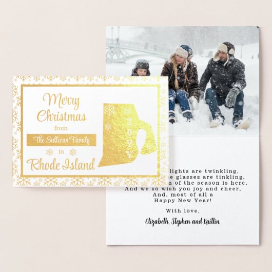 Carte Dorée Joyeux Noël depuis Rhode Island State Photo (Affichage)