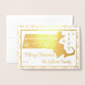 Carte Dorée Joyeux Noël du Massachusetts State | Photo (Devant avec enveloppe)