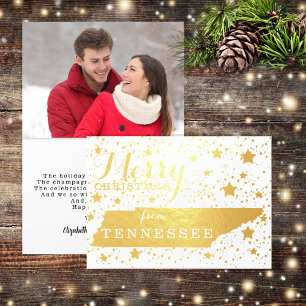 Carte Dorée Joyeux Noël du Tennessee State Outline Photo