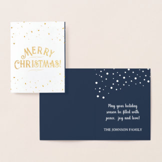 Carte Dorée Joyeux Noël élégant Or/Argent Marine Fêtes