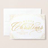 Carte Dorée Joyeux Noël élégant script vacances (Devant avec enveloppe)