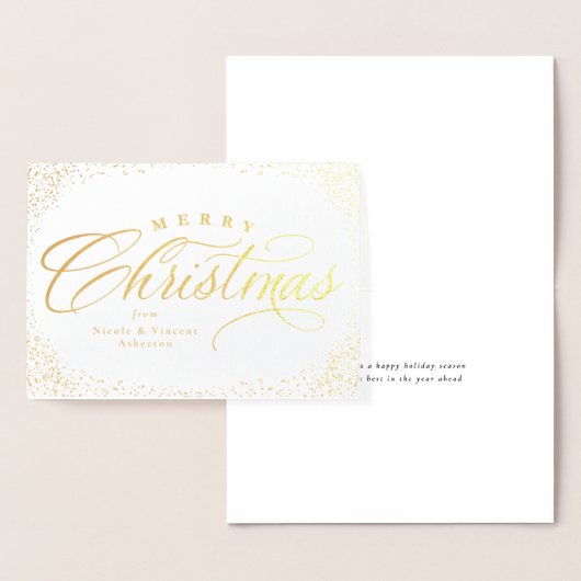Carte Dorée Joyeux Noël élégant script vacances (Affichage)