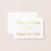 Carte Dorée Joyeux Noël et Bonne Année (Devant avec enveloppe)