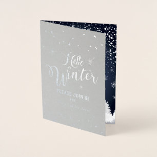 Carte Dorée Joyeux Noël et Bonne Année ! Neige d'hiver 2023