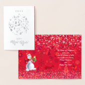 Carte Dorée Joyeux Noël et Bonne Année ! Neige XMAS 2026 (Affichage)