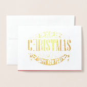 Carte Dorée Joyeux Noël Joyeux Nouvel An Elégant Or (Devant avec enveloppe)