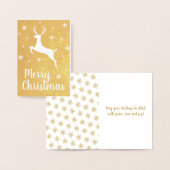 Carte Dorée Joyeux Noël moderne du renne bondissant (Affichage)