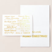 Carte Dorée Joyeux Noël multilingue Foil (Affichage)