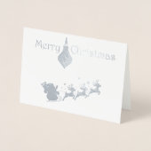 Carte Dorée Joyeux Noël Père Noël Sleigh Photo (Devant)