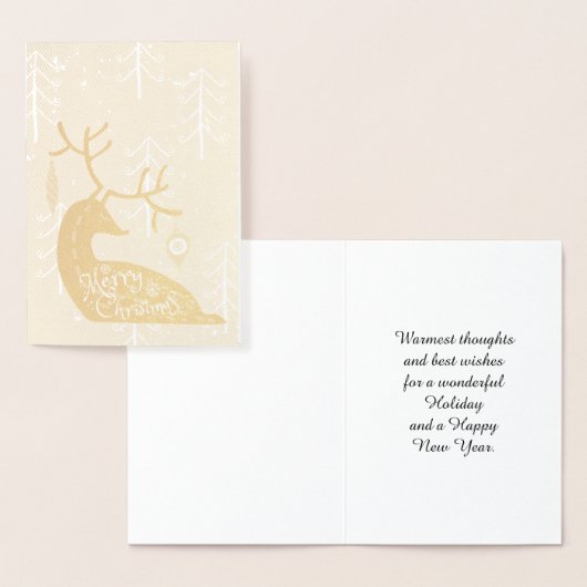 Carte Dorée Joyeux Noël Reindeer Cosy (Affichage)