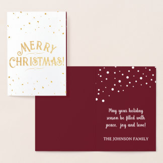 Carte Dorée Joyeux Noël Rouge Élégant Or/Argent Fêtes