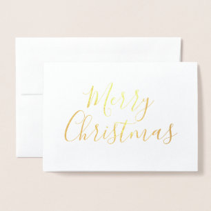 Carte Dorée Joyeux Noël simple calligraphie Or