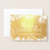 Carte Dorée Joyeux Noël Snowflakes (Devant avec enveloppe)
