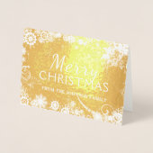 Carte Dorée Joyeux Noël Snowflakes (Devant)