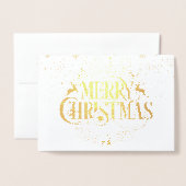 Carte Dorée Joyeux Noël Snowflakes Élégant Or (Devant avec enveloppe)