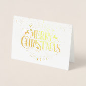 Carte Dorée Joyeux Noël Snowflakes Élégant Or (Devant)