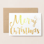 Carte Dorée Joyeux Noël Star Typographie de vacances Gold Foil (Devant avec enveloppe)