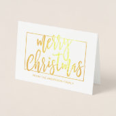 Carte Dorée Joyeux Noël tendance main Lettré Script Or (Devant)