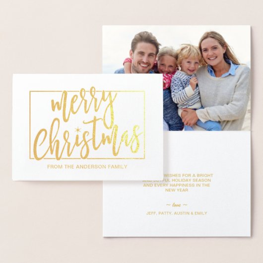 Carte Dorée Joyeux Noël tendance main Lettré Script Or (Affichage)