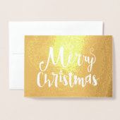 Carte Dorée Joyeux Noël Typographie de vacances Gold Foil (Devant avec enveloppe)