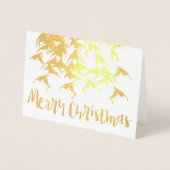 Carte Dorée Joyeux Noël Typographie du Nouvel An Silver Foil (Devant)