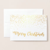 Carte Dorée Joyeux Noël Typographie Script Snowflakes (Devant avec enveloppe)