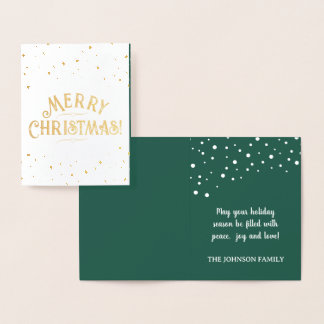 Carte Dorée Joyeux Noël Vert Élégant Or/Argent Fêtes