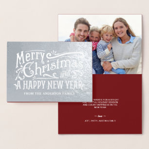 Carte Dorée Joyeux Noël Vintage Chalkboard Silver Foil