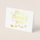 Carte Dorée Joyeux Noël Y'all Fancy Script Foil Blond Card (Devant)