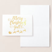 Carte Dorée Joyeux Noël Y'all Fancy Script Foil Blond Card (Affichage)