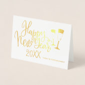 Carte Dorée Joyeux Nouvel An script de calligraphie moderne (Devant)