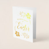 Carte Dorée Joyeux Pâques. Lapin de Pâques (Devant)