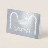 Carte Dorée Joyeux Sucre de canne de Noël Police & Photo (Devant)