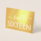 Carte Dorée Joyeux Sweet 16e Anniversaire Moderne Script Or Re (Devant)