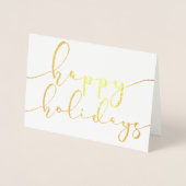 Carte Dorée Joyeux Vacances Élégant Script Vacances Photo Or (Devant)