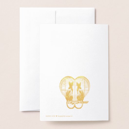 Carte Dorée La belle Saint-Valentin de Cat  (Derrière avec enveloppe)