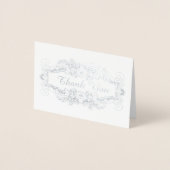 Carte Dorée Lacy SIlver Filigree Élégant Merci de mariage (Devant)